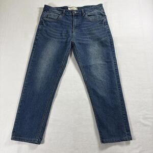 Stitches & Rivets Mens 34x34 Straight Leg Blue Jeans Classic Denim Wash